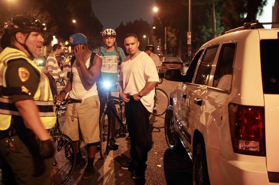 One benefit of having the LAPD along for the ride, hit and run drivers have their nights ruined awfully quickly.  Photo: Mikey Wiley/Flickr