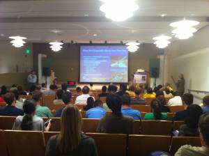 BRU representatives huddle in the front as Jody Litvak presents for Metro.  Photo: Carter Rubin