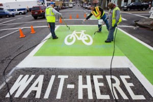 Bike boxes put cyclists in front of motorists at intersections, literally and figuratively -- to the indignation of some motorists. Oregon Live