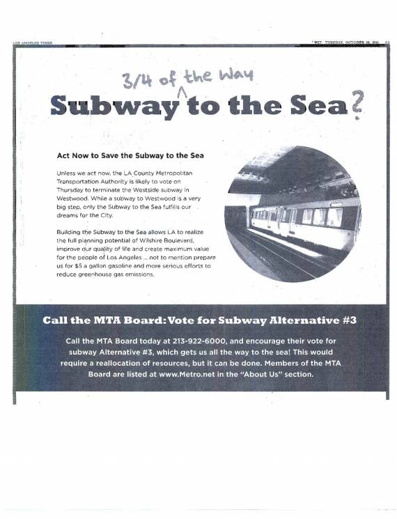 Subway to the Sea ad from yesterday's Times. Image via ##http://thesource.metro.net/wp-content/uploads/2010/10/subad1.jpg##The Source##
