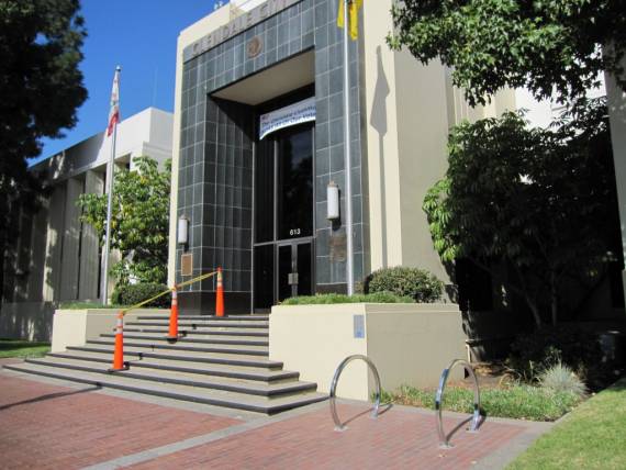 New bike racks at the foot of Glendale City Hall. Photo:##http://la-bike.org/glendale/##Glendale Safe and Healthy Streets##