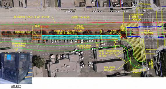 Conceptual design of the Farmdale Station, West nearside-stop split platform.  Image: Gokhan Esirgen/##http://transittalk.proboards.com/index.cgi?board=expoline&action=display&thread=74&page=49##Transit Coalition Forums.##
