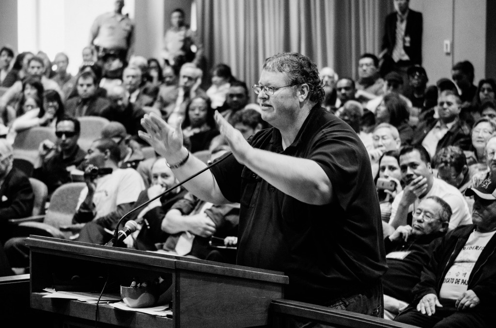 Dana Gabbard testifying before the Metro Board fare restructuring hearing in March 2014. Photo: Metro's The Source