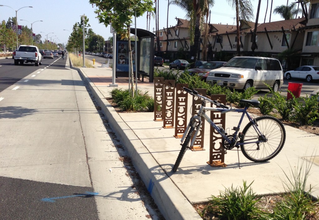 The project includes bike parking and transit shelters.