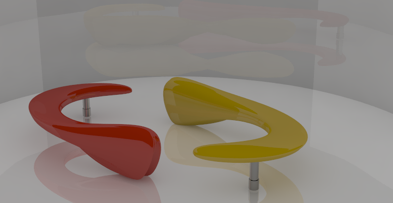 Design for art-benches to be located at rail stations. Rendering by Lilli Siretta and Joel Israel