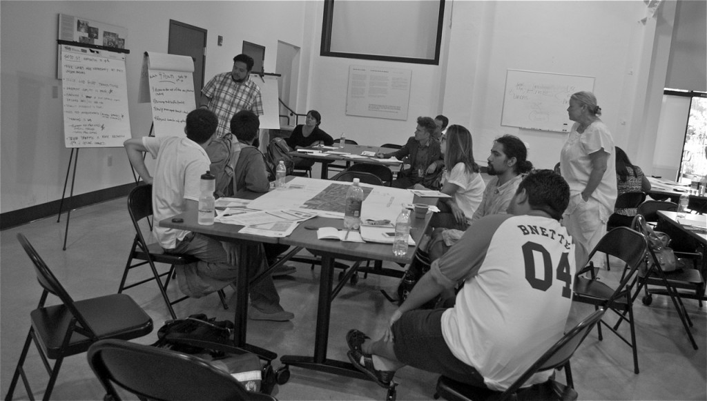 Participants summarize their small-group discussions about needs along Boyle and Soto Sts. Sahra Sulaiman/Streetsblog LA