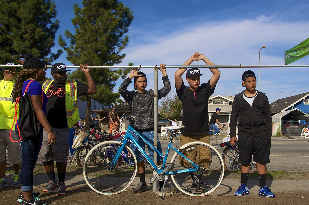 South L.A. youth that rode with the East Side Riders and Los Ryderz to CicLAvia. Sahra Sulaiman/Streetsblog L.A.