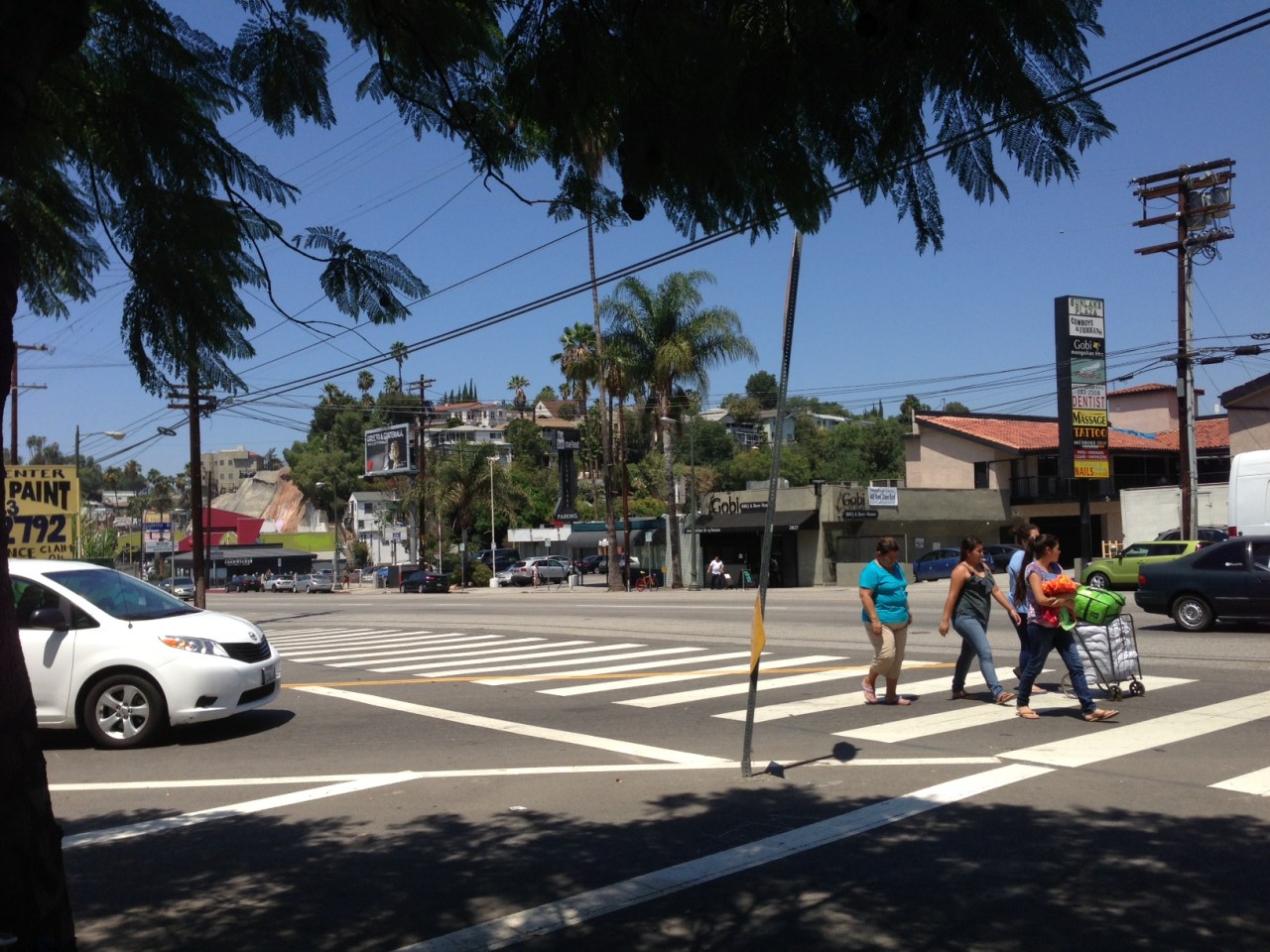 Improved intersection of Sunset Boulevard and Occidental Boulevard. All photos: Joe Linton/Streetsblog  L.A. except as noted.