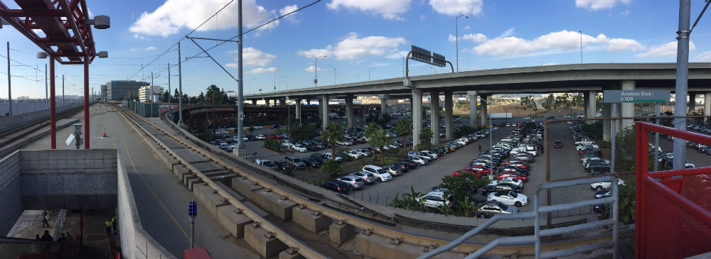 Panorama view from Green Line Aviation Station. Contruction is visible in middle-left.