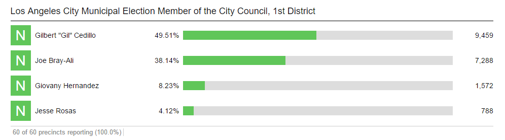With Votes Still Being Counted, Cedillo and Bray-Ali Appear Poised For Runoff
