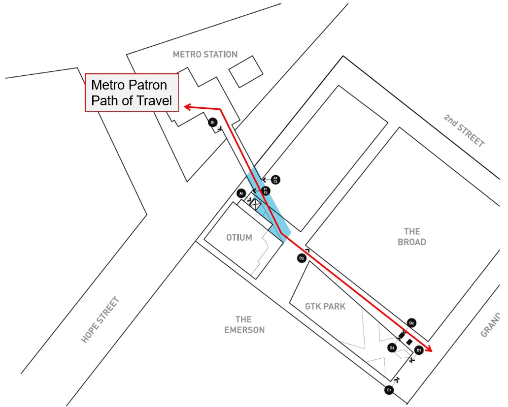 Diagram showing planned Regional Connector bridge trajectory - via Metro staff report