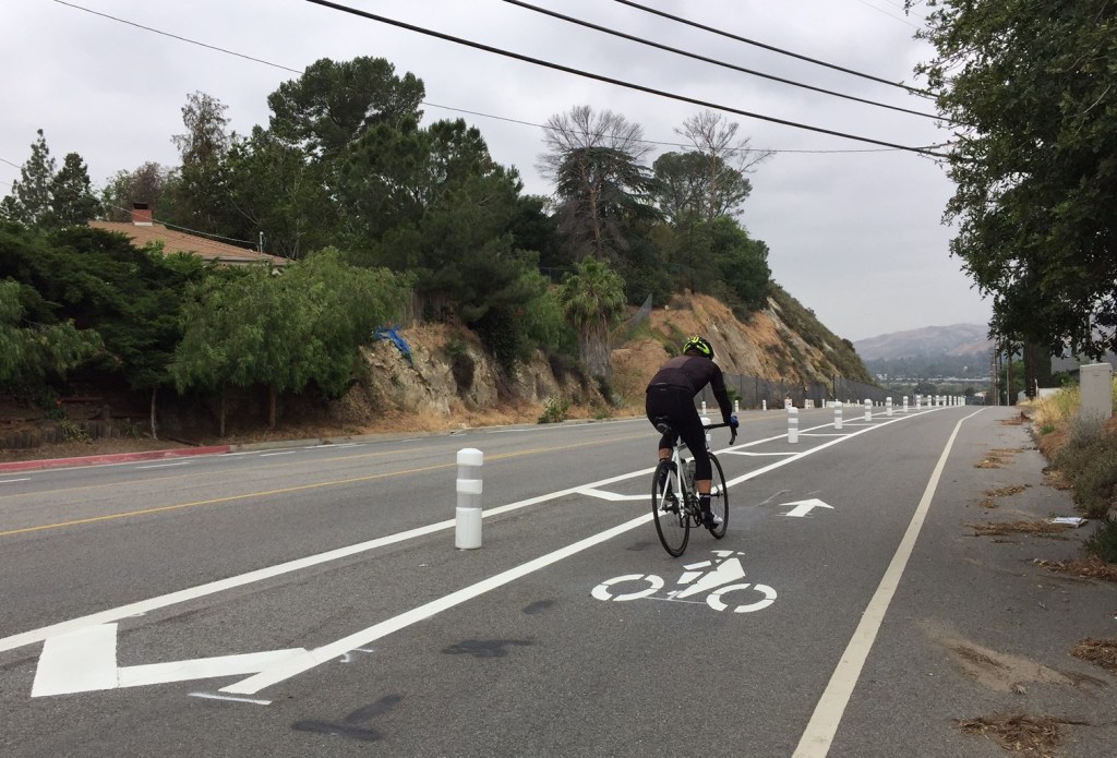 New Protected Bike Lanes on Foothill Blvd in Sunland-Tujunga