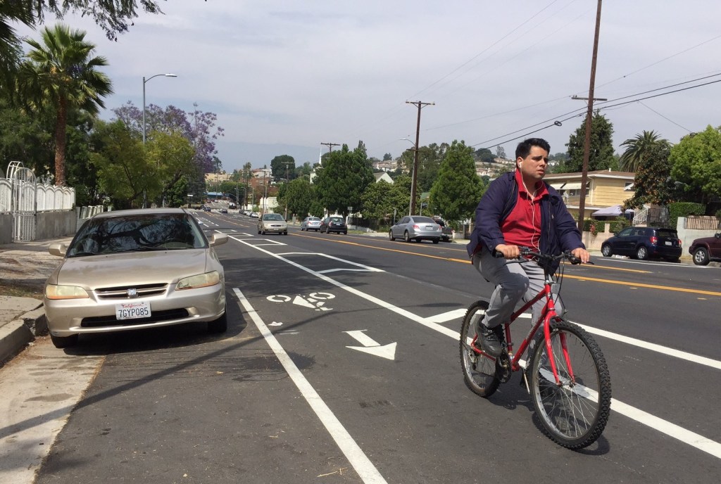 New Protected Bike Lanes On Monterey Road In Northeast L.A.