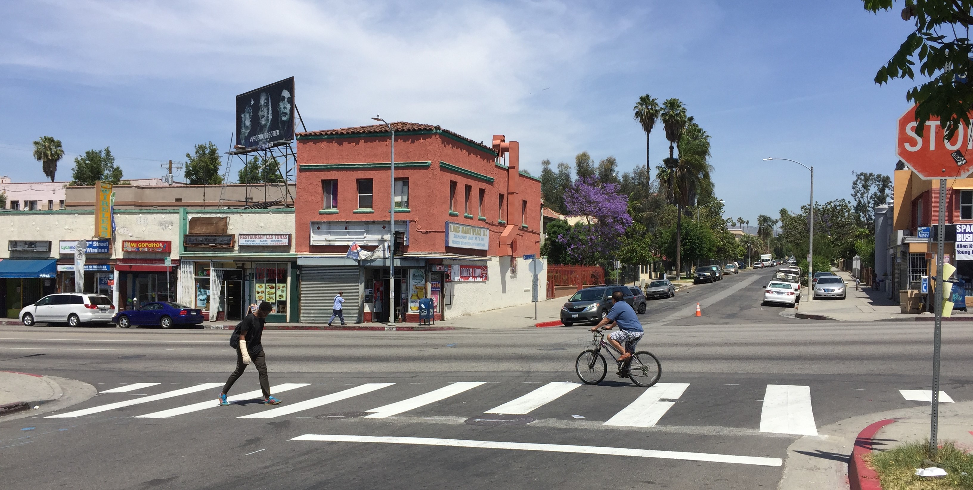 New zebra crosswalk at Third and Berendo Street