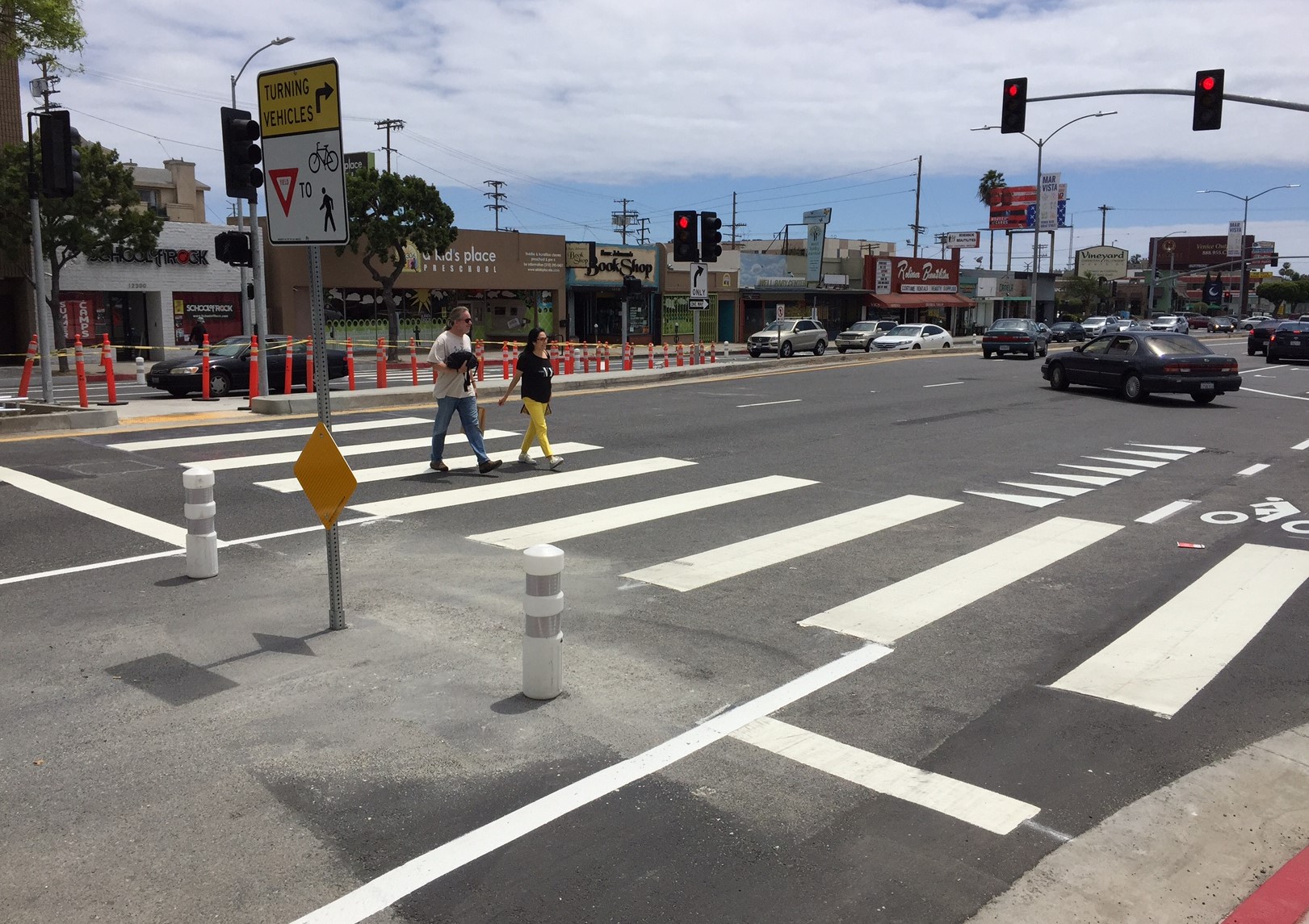 Venice Boulevard crosswalk under construction at Ocean View Avenue