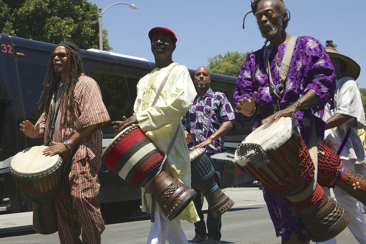 Drummers lead the way. Sahra Sulaiman/Streetsblog L.A.