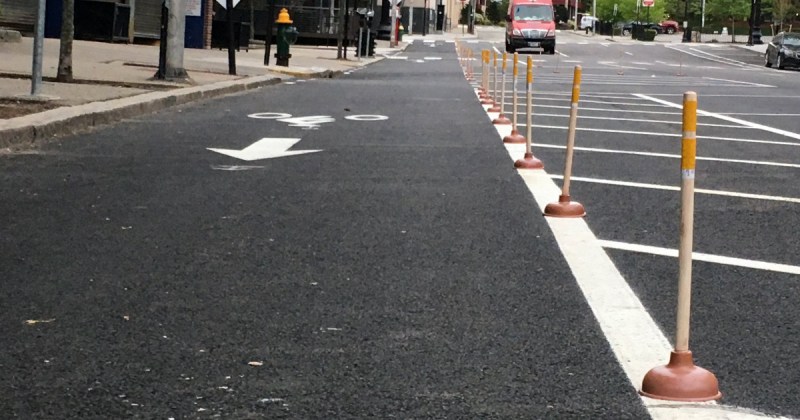 An Idea That Sticks: Another Plunger-Protected Bike Lane Goes Permanent