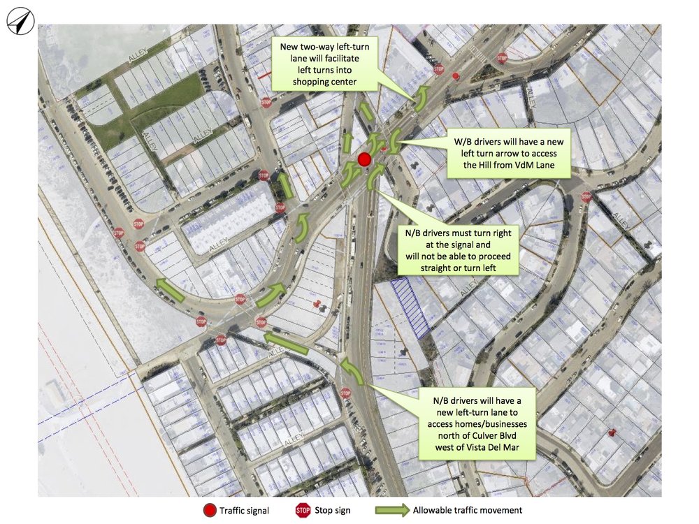 LADOT is modifying turn signals in central Playa Del Rey today. Image via LADOT