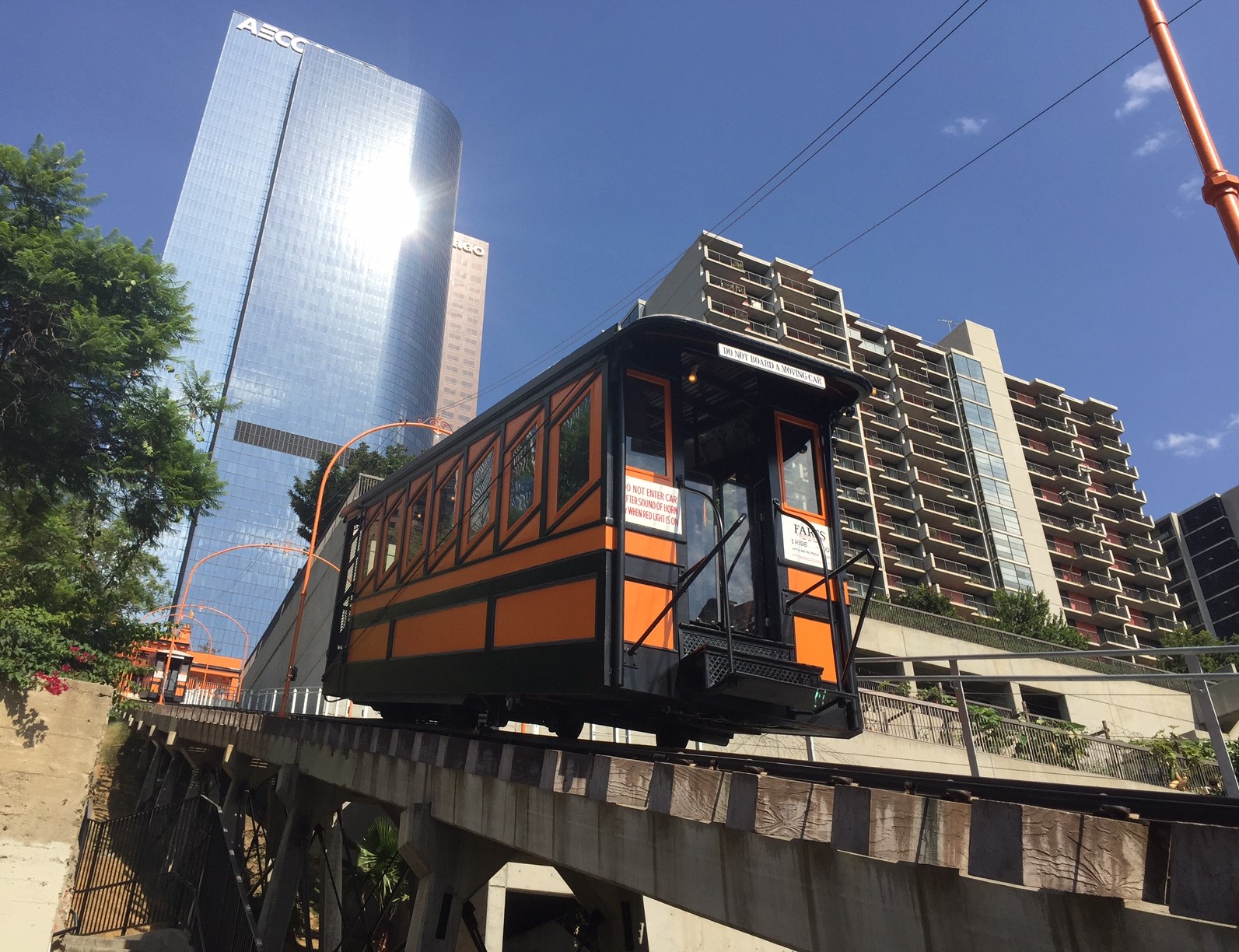 Angels Flight extends from Hill Street to California Plaza