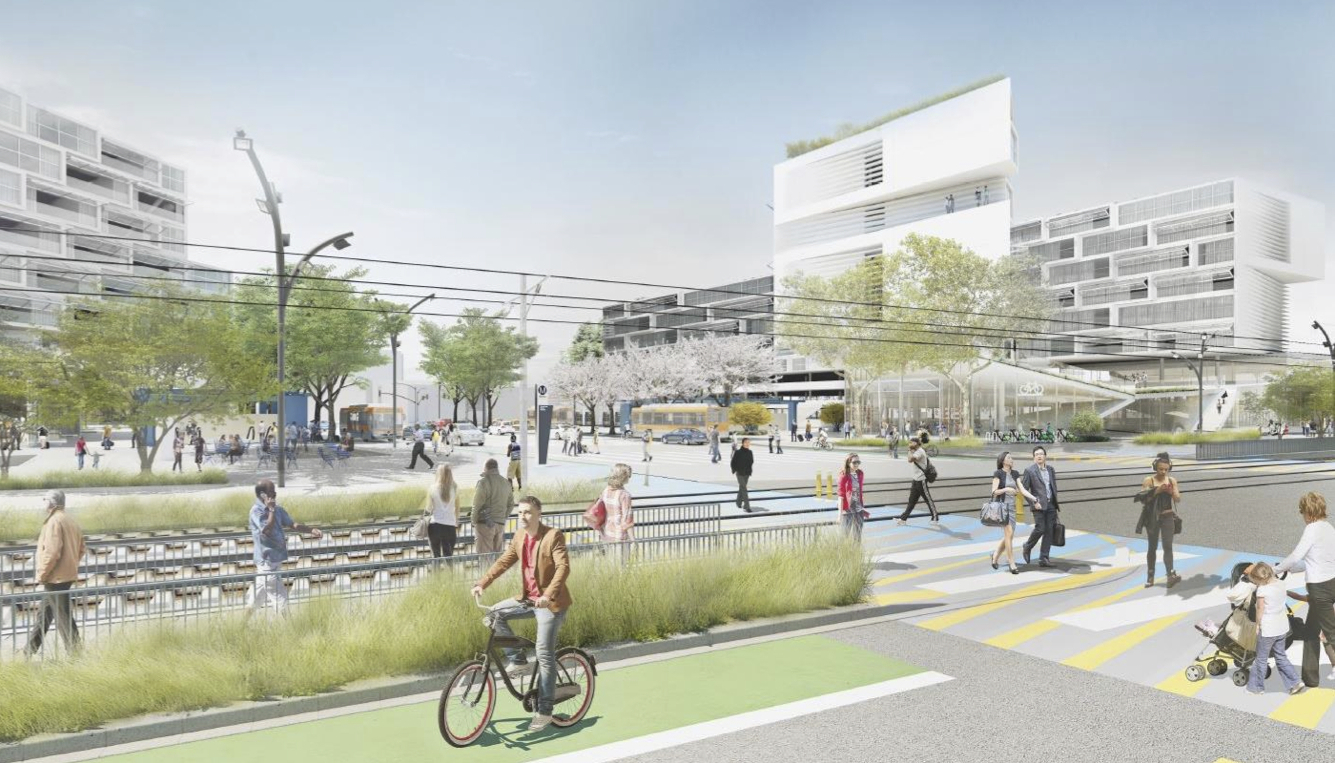 The transformation of Crenshaw at Exposition - the gateway to a historic black neighborhood - apparently also includes the rapture of the entire black population... save one undoubtedly confused person in cargo shorts. Source: Metro