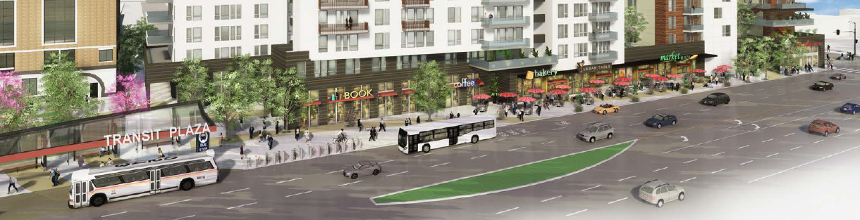 A view of the transit plaza.