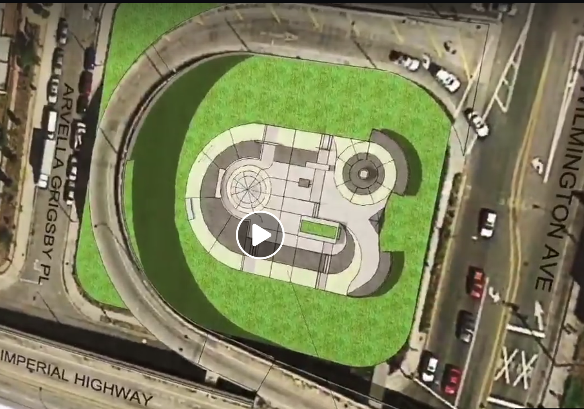 A still close-up of the planned skate park facilities. The design is preliminary and the BMX facilities have not yet been included.