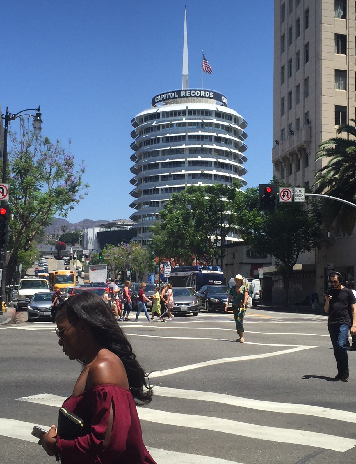 Safe pedestrian crossing at Hollywood and Vine