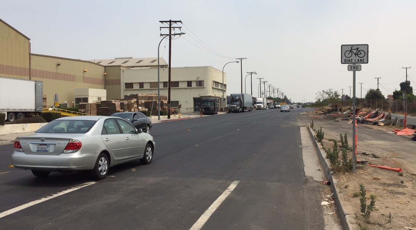 Alhambra Avenue's bike lane ends at the East L.A. limit where Alhambra becomes W. Mission Road