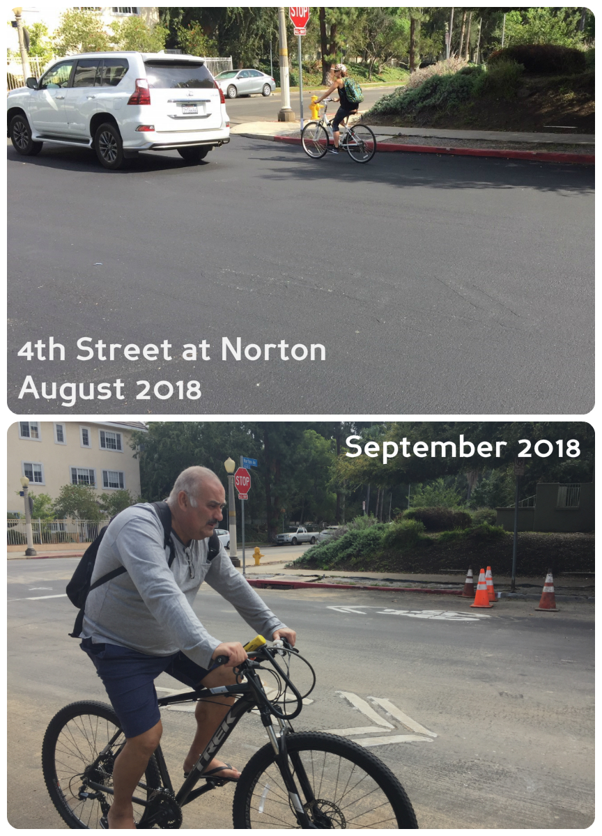 Sharrows restored on 4th Street just west of Norton.