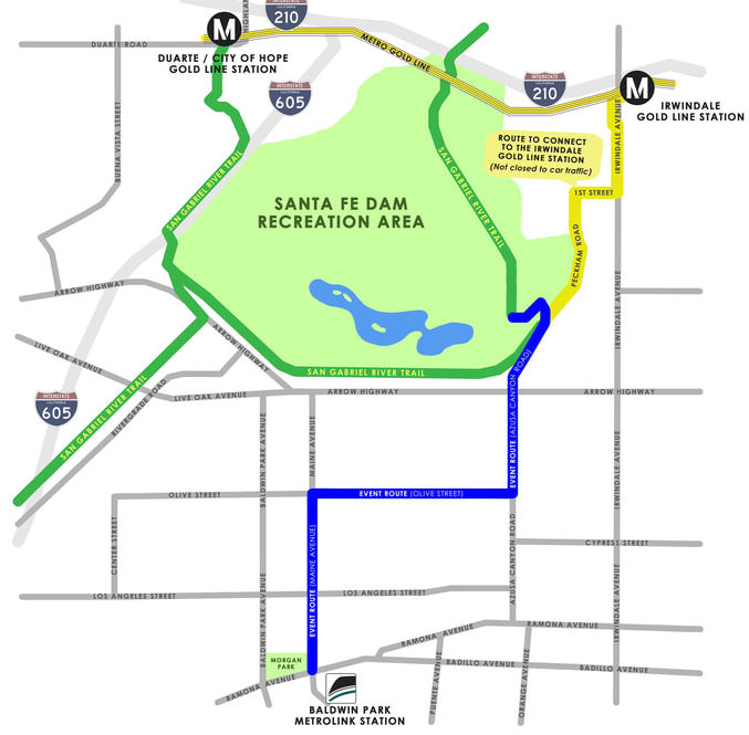 Pride of the Valley open streets festival takes place this sunday. Map via BikeSGV website