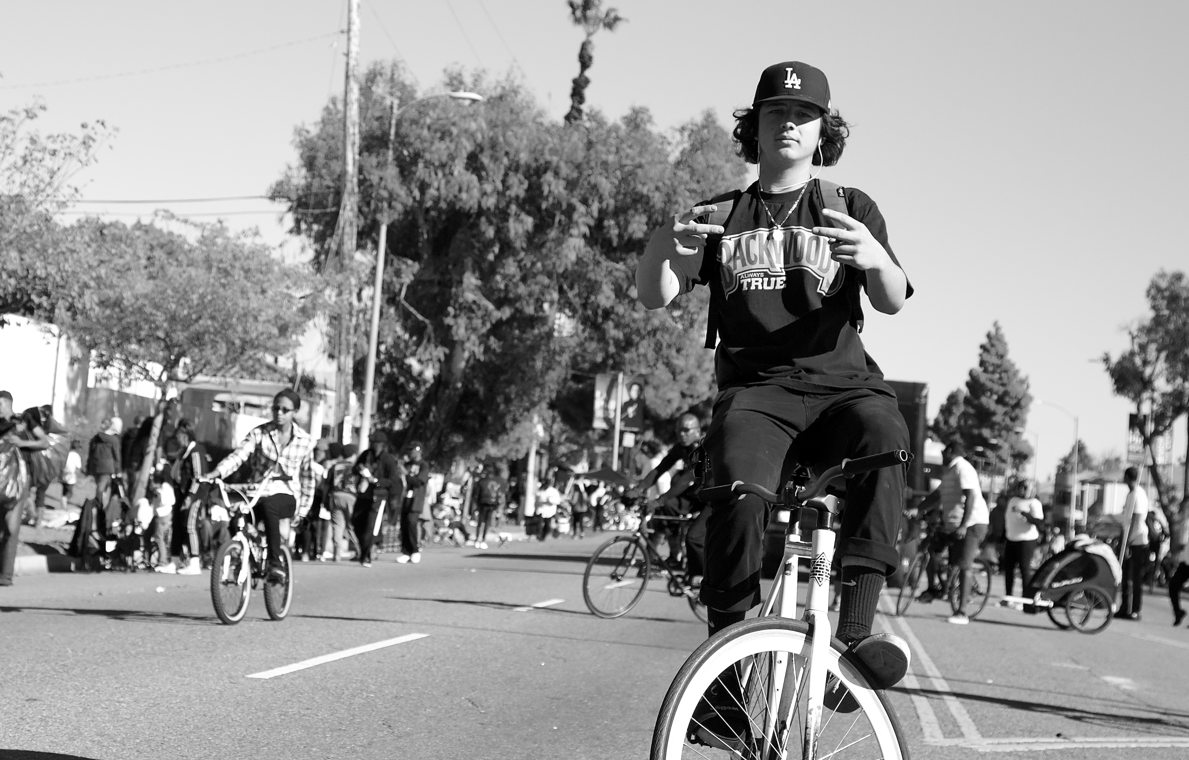 This youth said he joined in when he saw the group riding. Sahra Sulaiman/Streetsblog L.A.