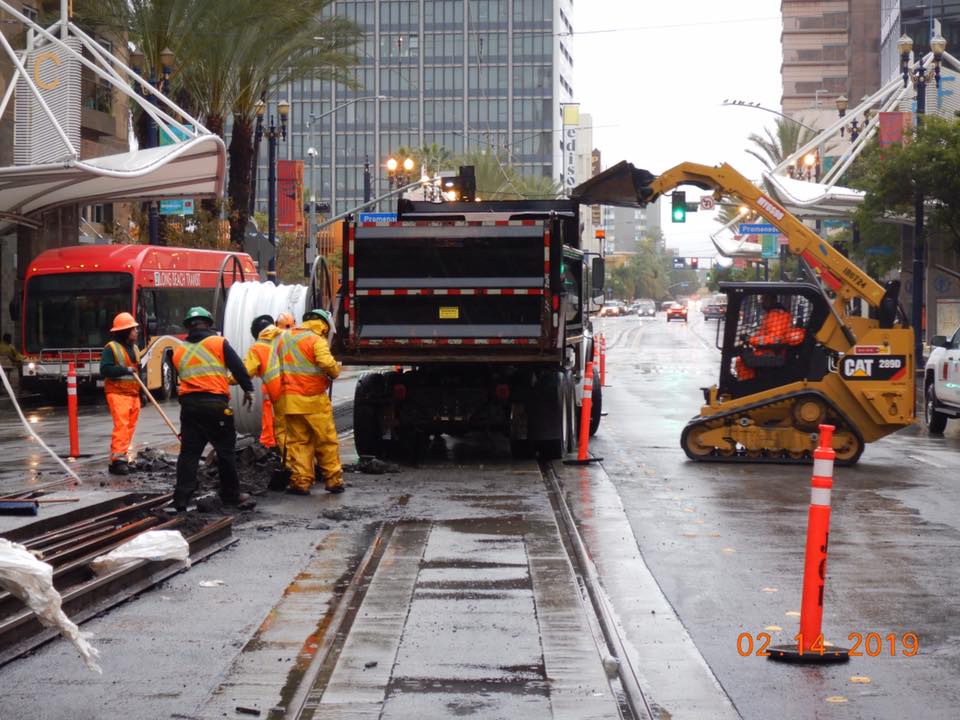 Metro Blue Line refurbishment construction in Long Beach - via Metro