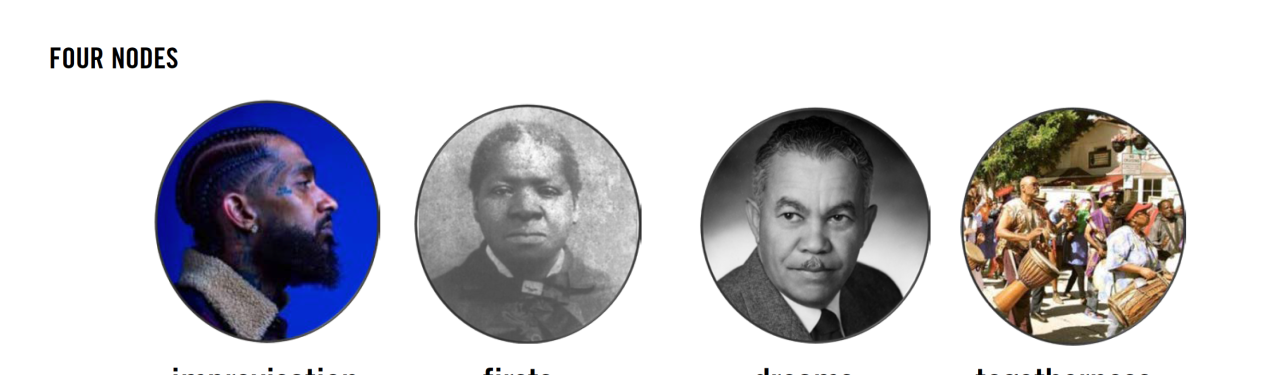 The nodes anchoring the themes of Destination Crenshaw take inspiration from the stories of Nipsey Hussle, Biddy Mason, architect Paul Revere Williams, and the unifying of the diaspora. Image courtesy of Destination Crenshaw