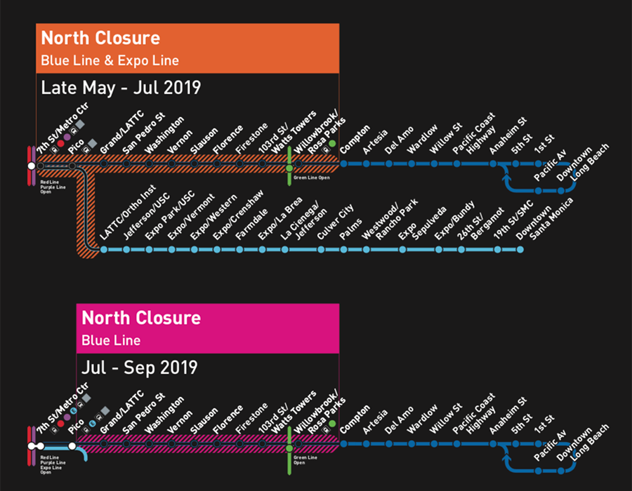New Blue closures anticipated in mid-2019. Map via Metro