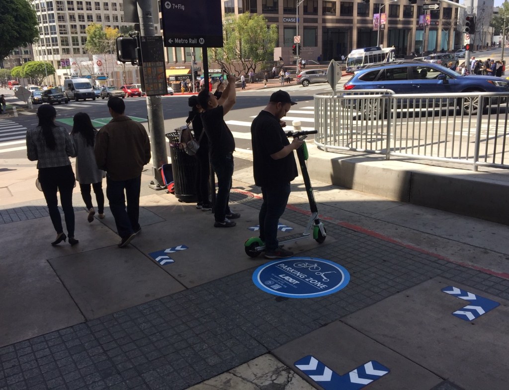 Eyes on the Street: L.A.’s New Sidewalk E-Scooter Parking Zones