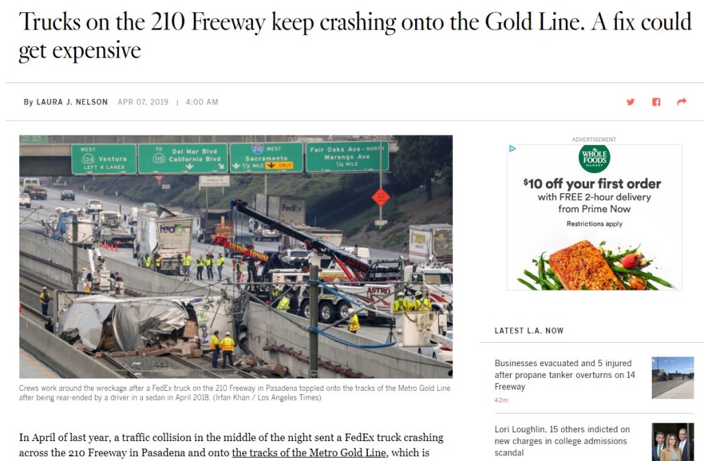 The 210 Freeway Remains a Dire Threat to Gold Line Safety – Fixes Needed Yesterday