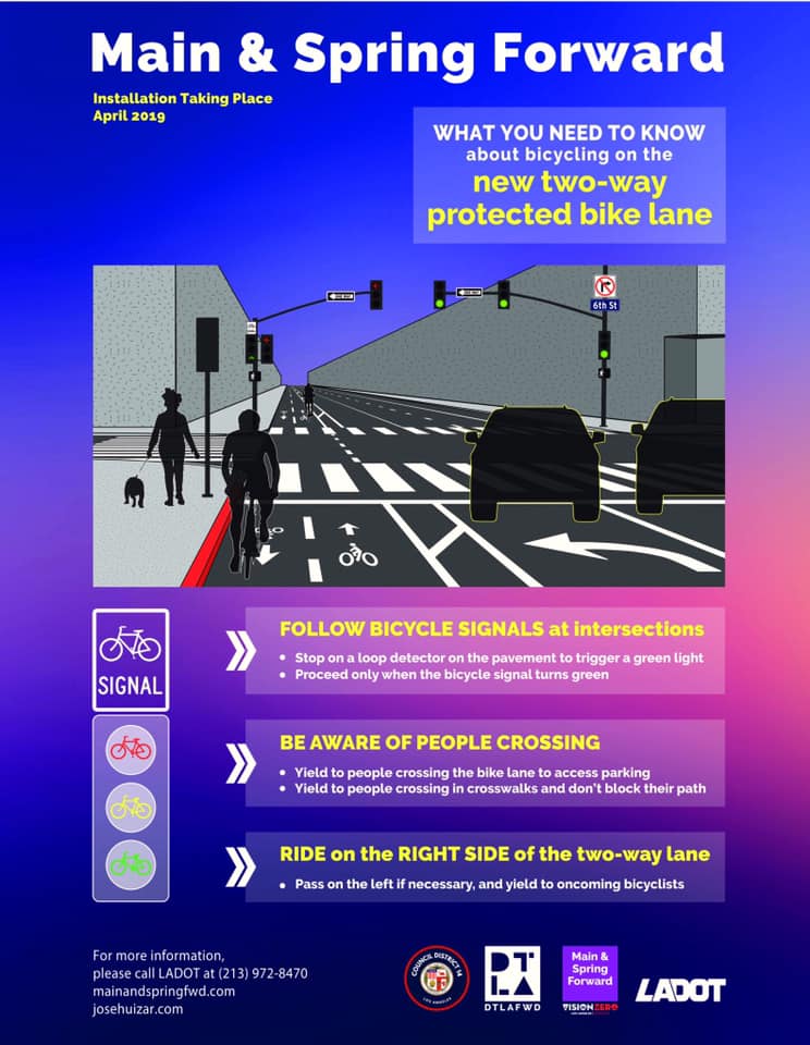 LA’s First Two-Way Protected Bike Lane Will Open in Downtown Los Angeles this Weekend