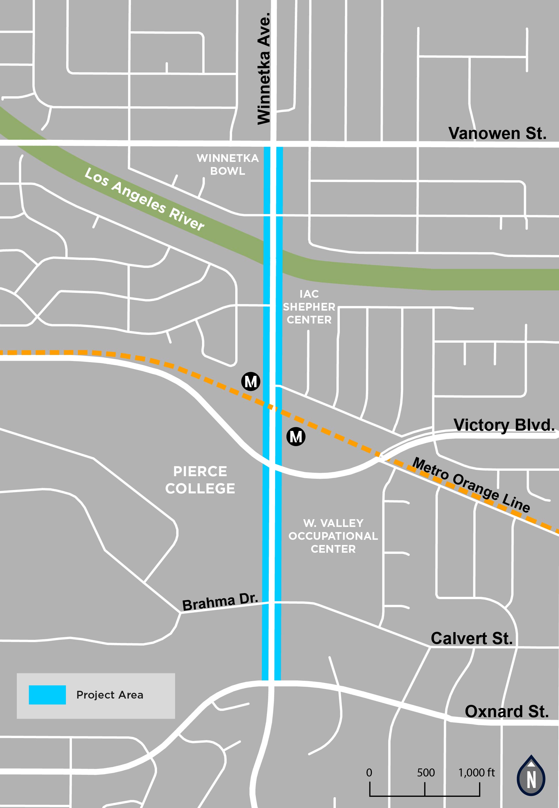 Map of Winnetka Avenue improvements - via LADOT