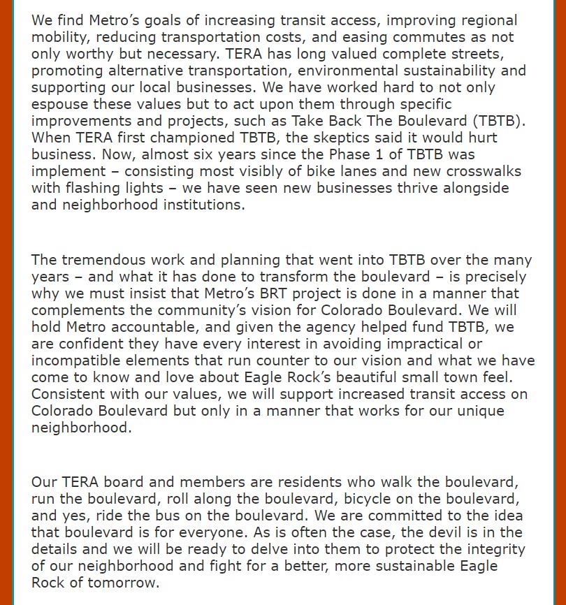 Screenprint of portion of June 2019 TERA newsletter