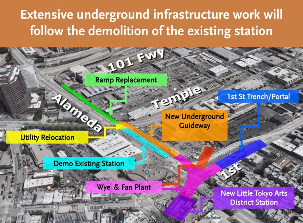 Metro Plans Nearly Two-Year-Long Little Tokyo Gold Line Bus Bridge For Regional Connector Construction