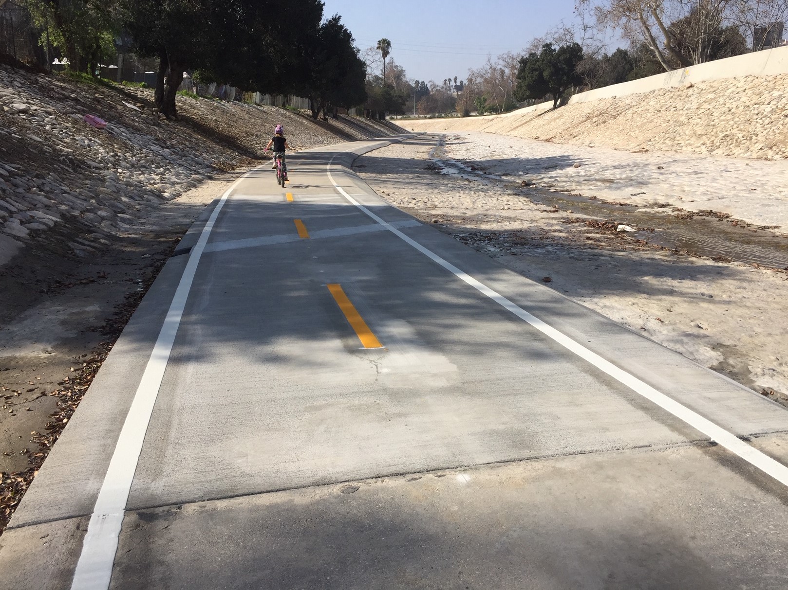 Newly repaired concrete slab on the Arroyo Seco path