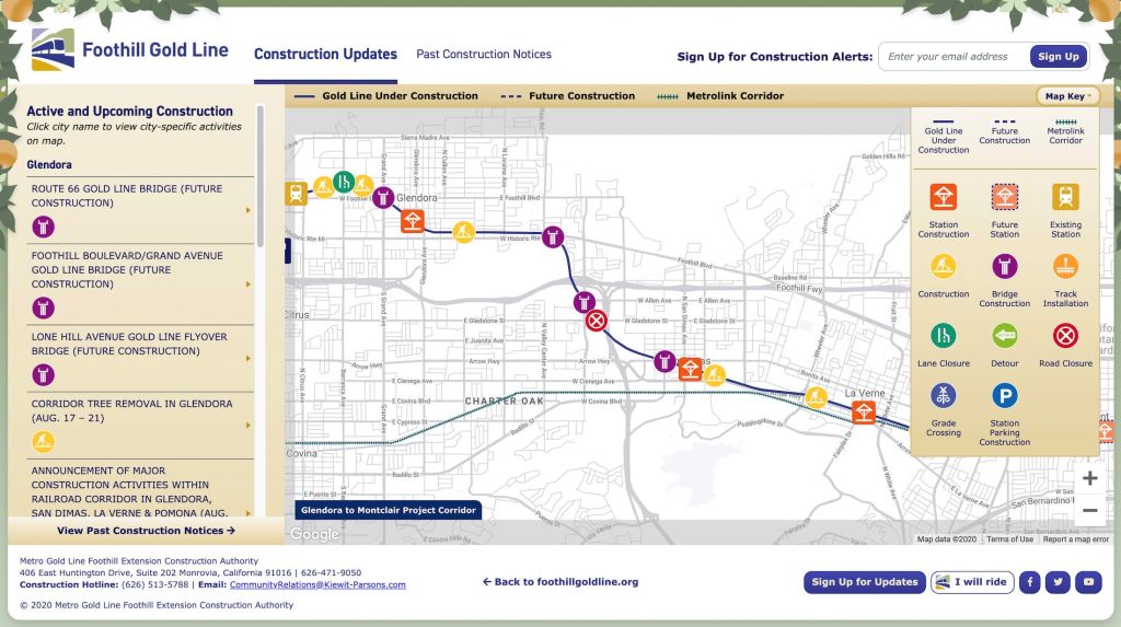 Foothill Gold Line Launches Interactive Construction Map Webpage