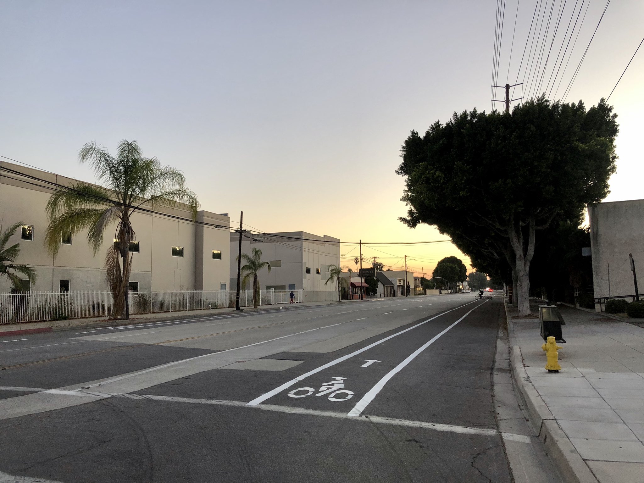 New .3-mile bike lane on West Live Oak Avenue between El Monte Avenue in Arcadia. Image: https://twitter.com/multimodalLA/status/1287478342657044480