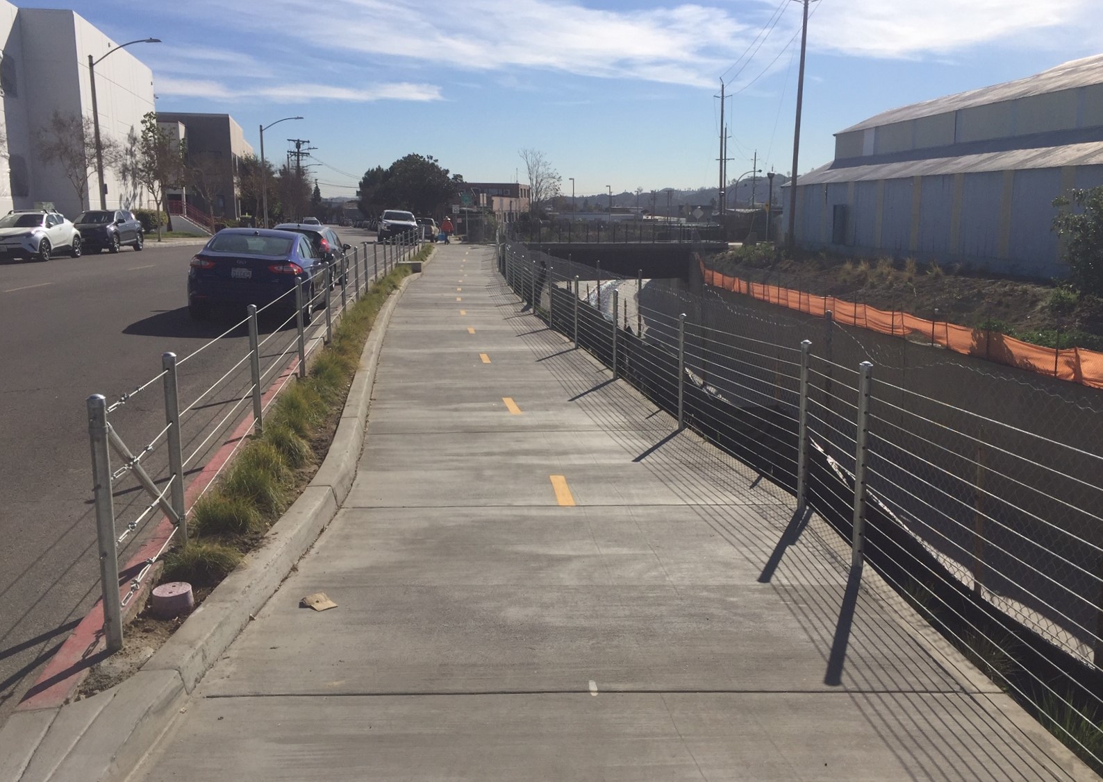 The north end includes a short stretch of sidewalk path