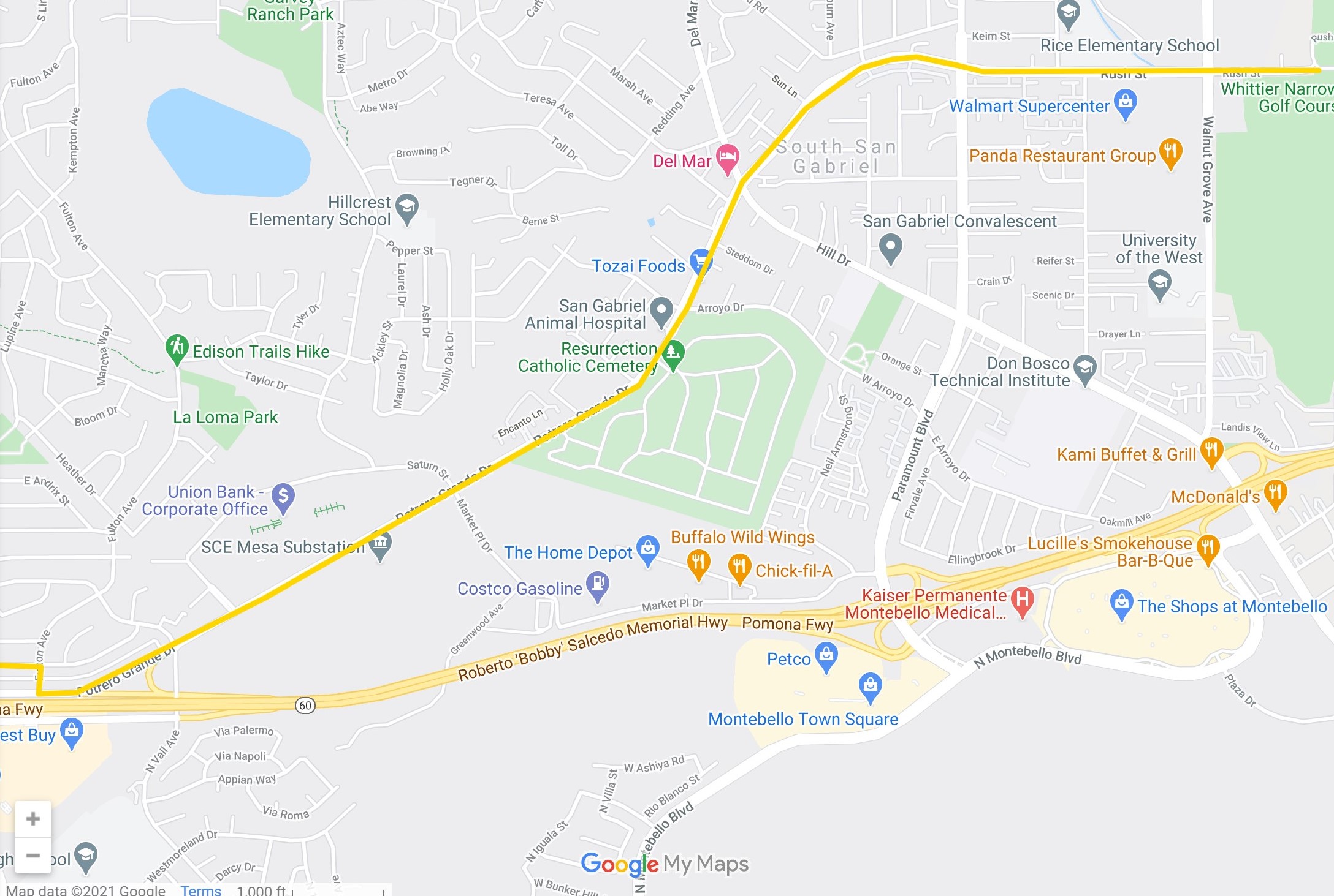 The eastern portion of the West First Street, West Riggin Street, and Portero Grande Drive Corridor. Map: Kristopher Fortin