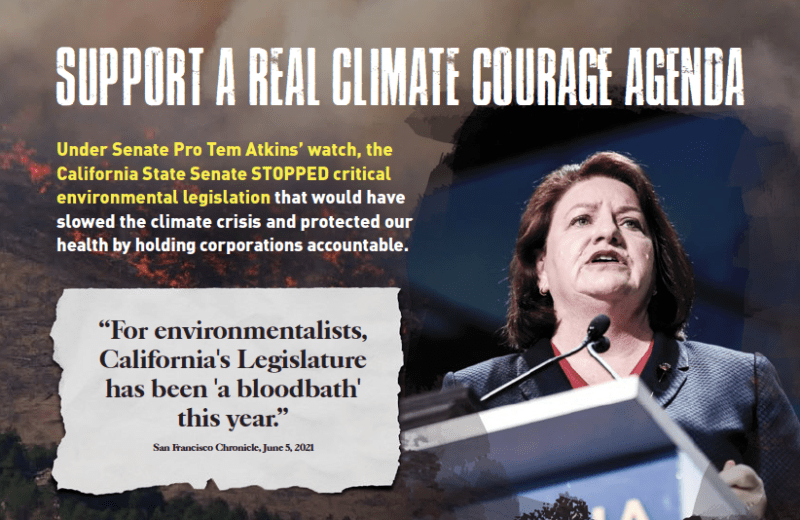 Have More Courage on Climate, Voter Group Tells CA Senate Leaders Atkins, Hertzberg, and Hueso