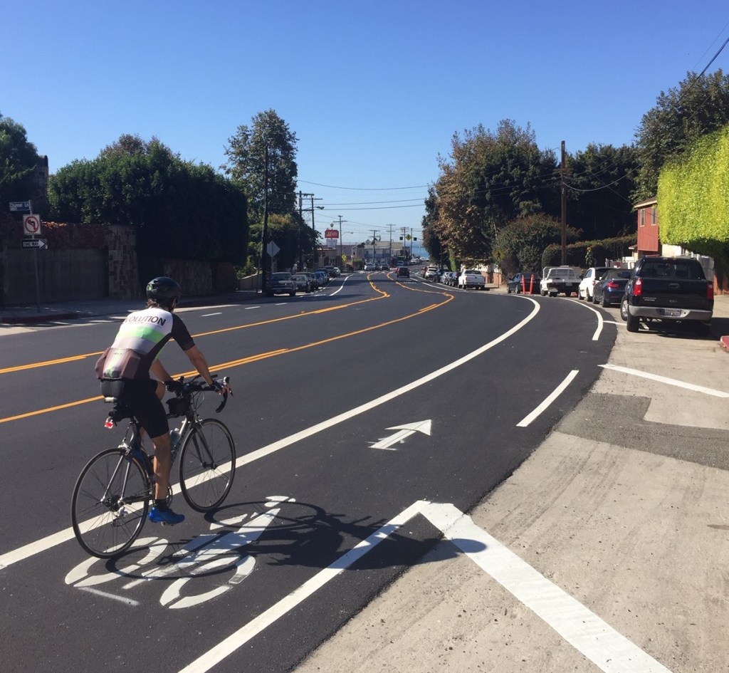 New Bike Lanes Installed on Channel Road in Pacific Palisades