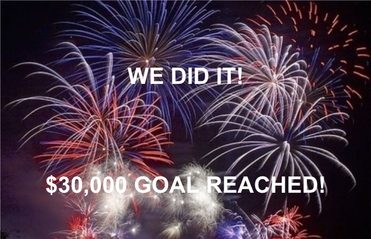 Huzzah! We Made Our $30,000 Fundraising Goal!