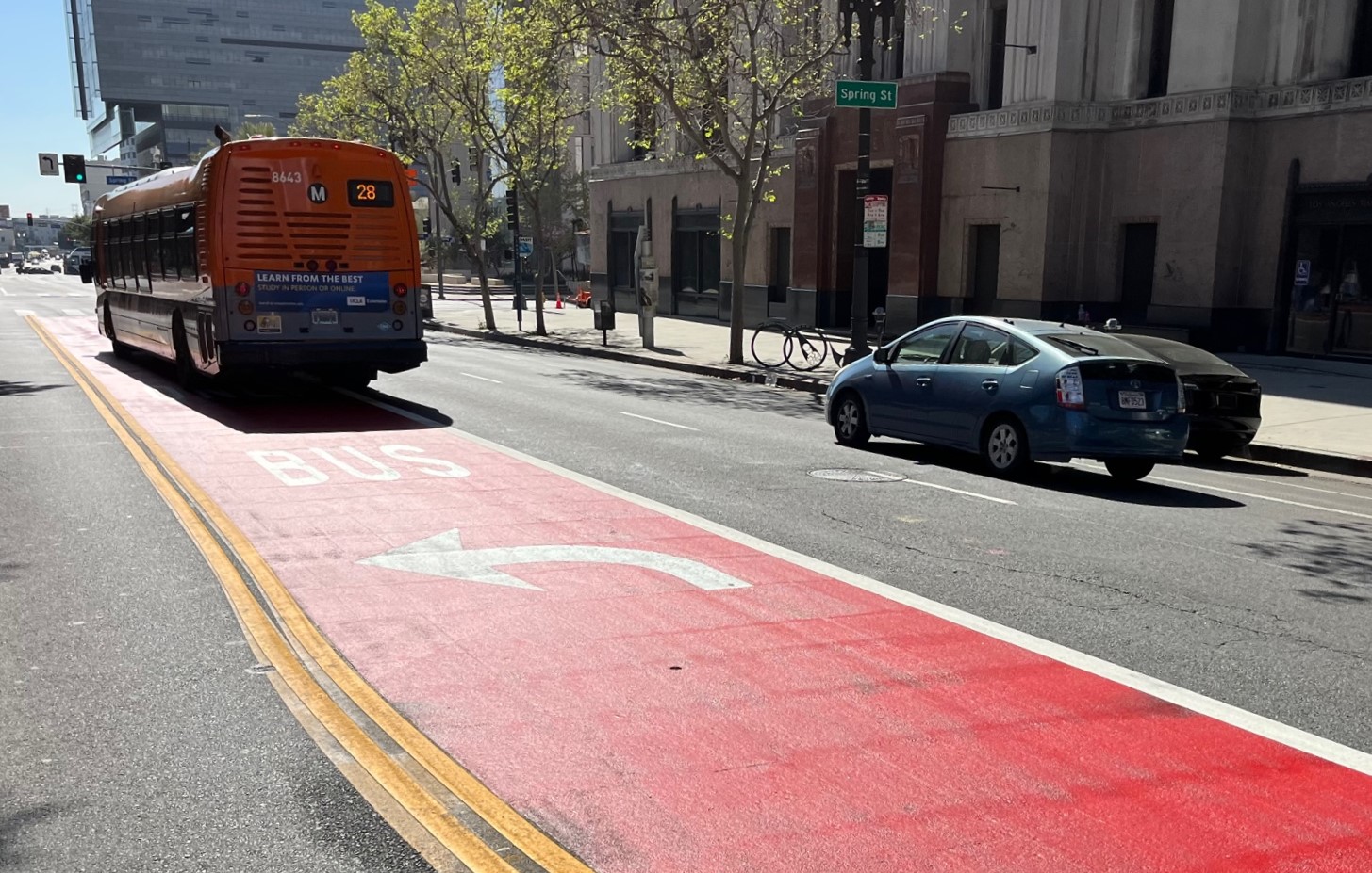 The First Street bus-only turn lane