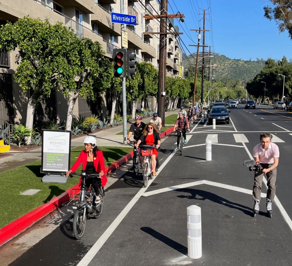 Councilmember Raman Celebrates New Riverside Drive Protected Bike Lanes
